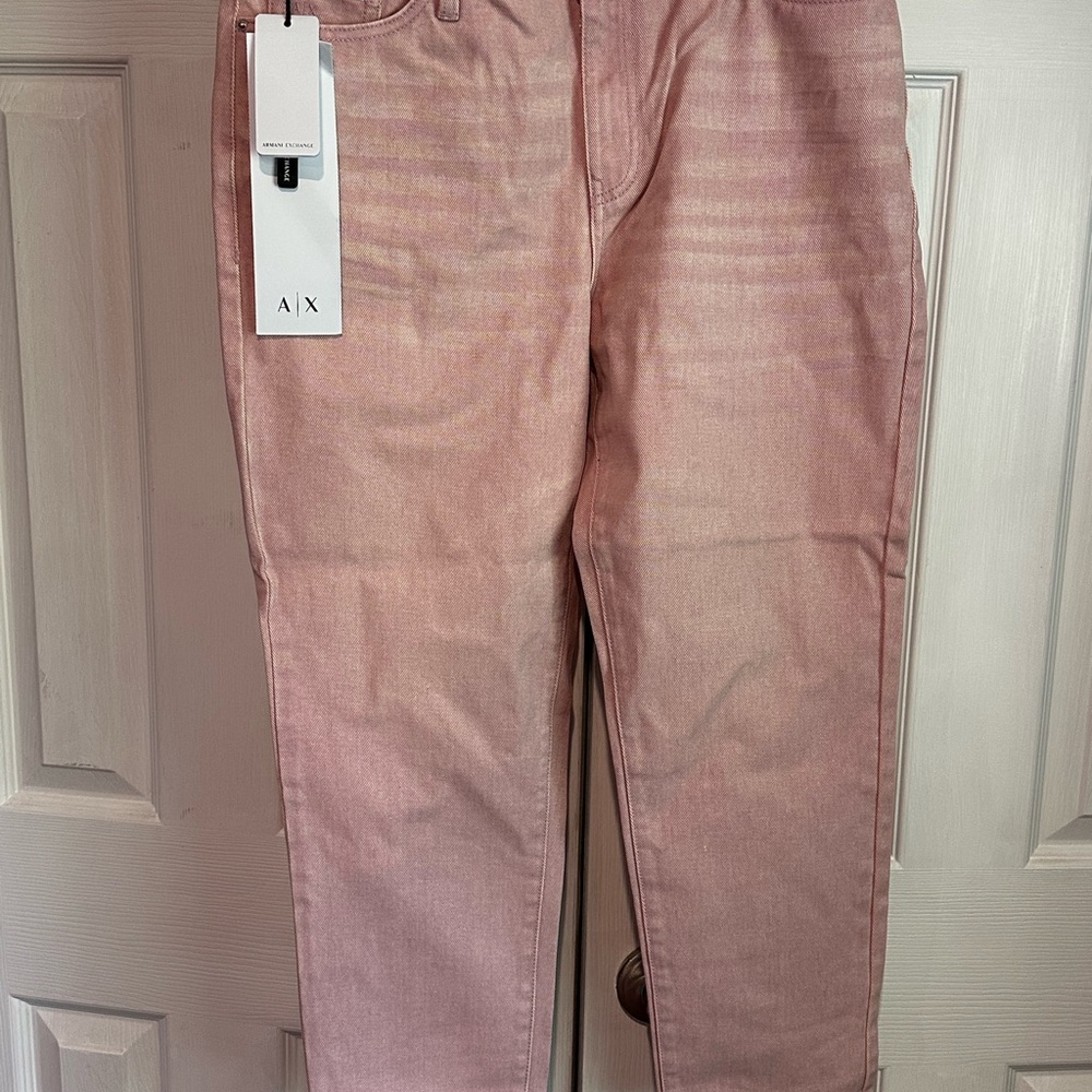 NWT Armani Exchange AX Women  Boyfriend 30 R Cropped Mid-rise Jeans Pink